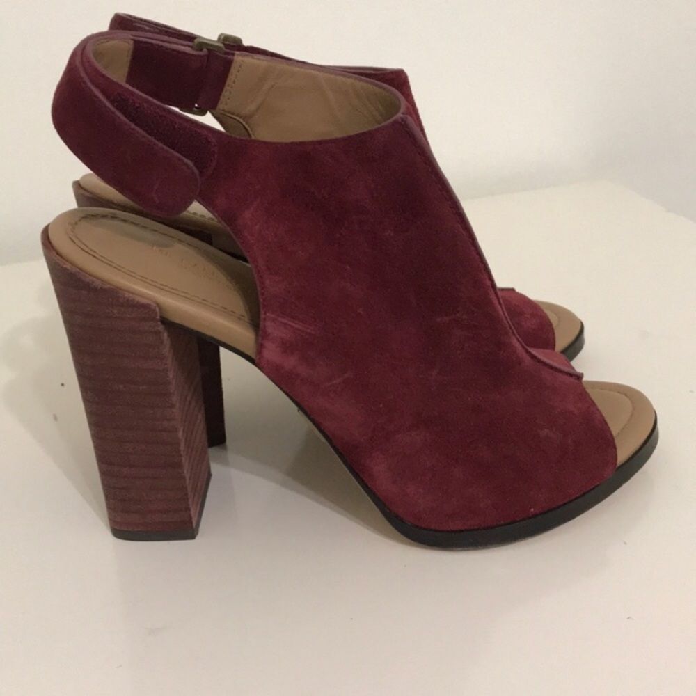 Beautiful suede peep toe block heels